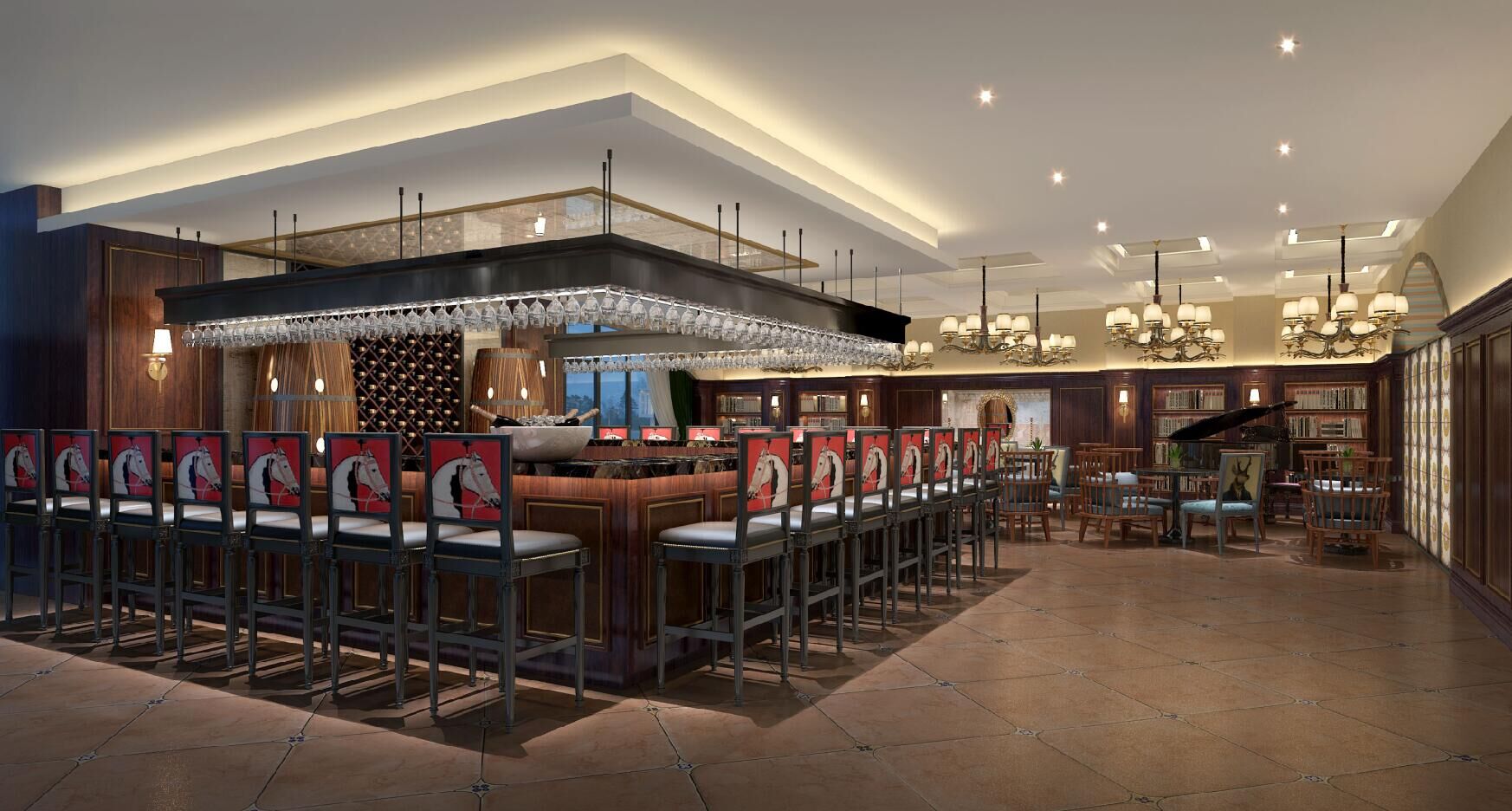 餐厅设计效果图中餐厅餐厅包间包房小吃店面馆工业主题餐厅-3-38