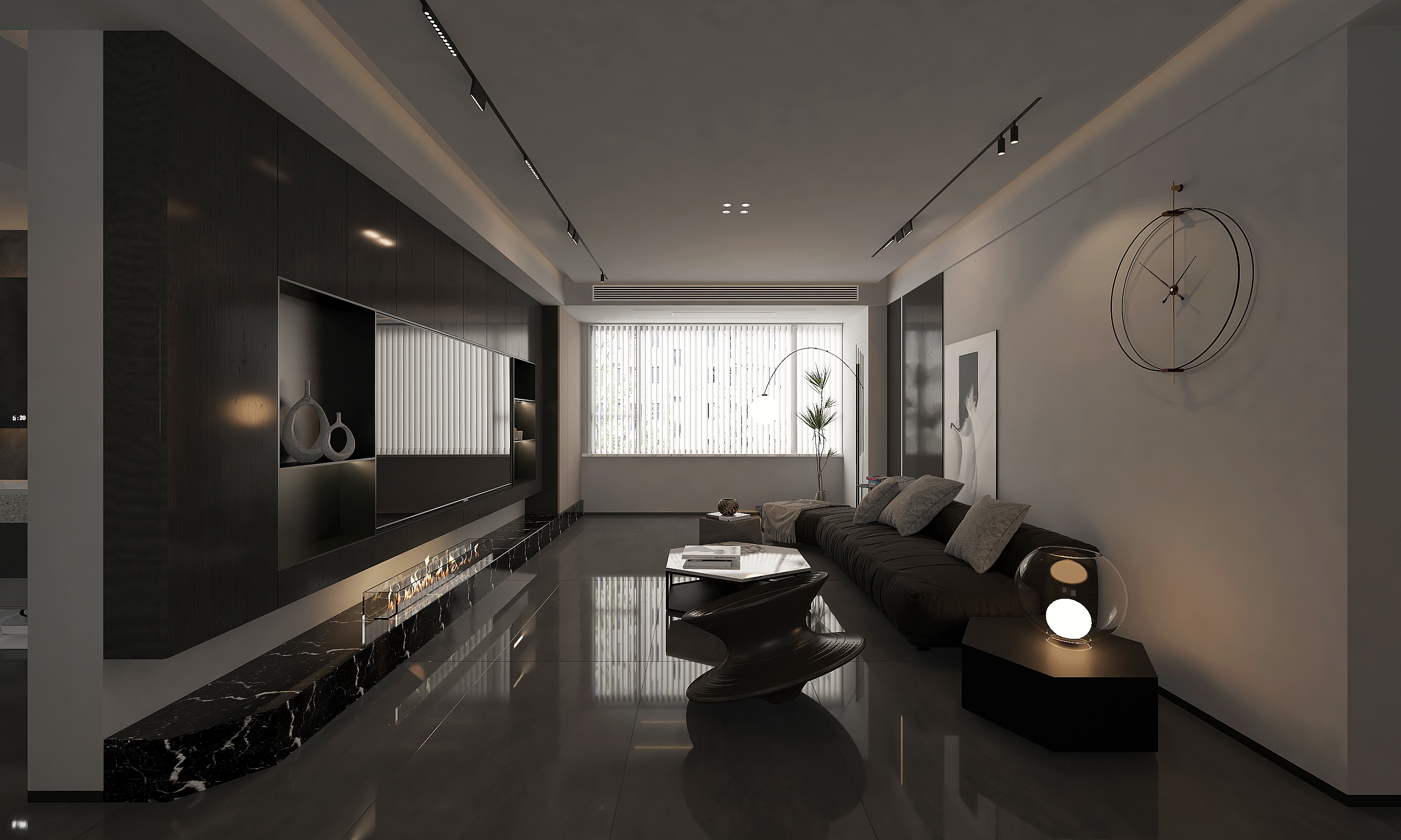 小镇案例//现代简约暗黑系空间-5