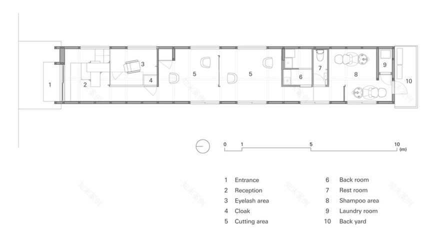 日本大阪 LAND 发型沙龙,狭长空间里的多功能设计-33