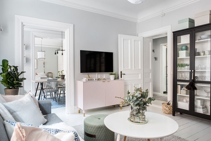 瑞典温馨粉色系公寓设计-11