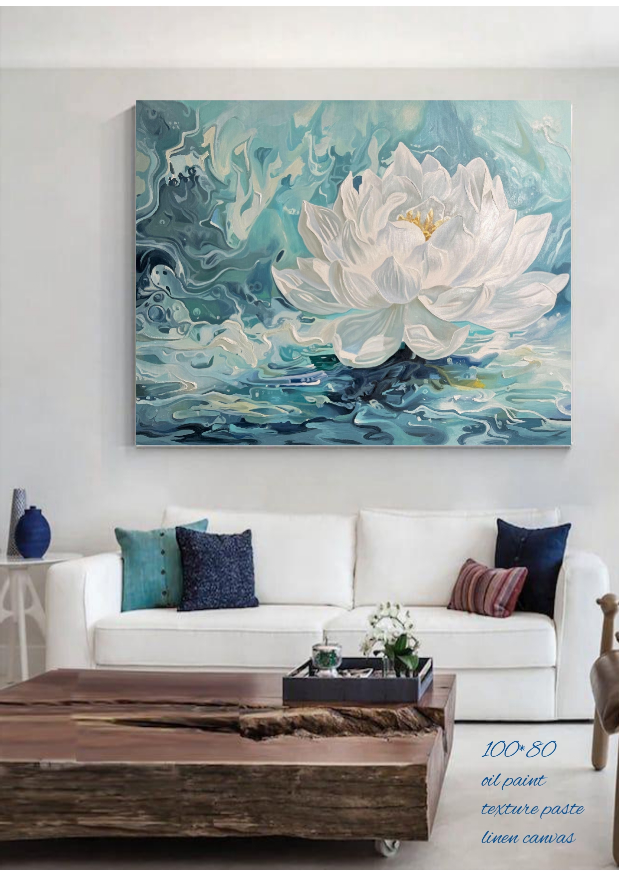 White Lotus Oil Painting 室内宁静奢华墙艺项目丨阿联酋-12