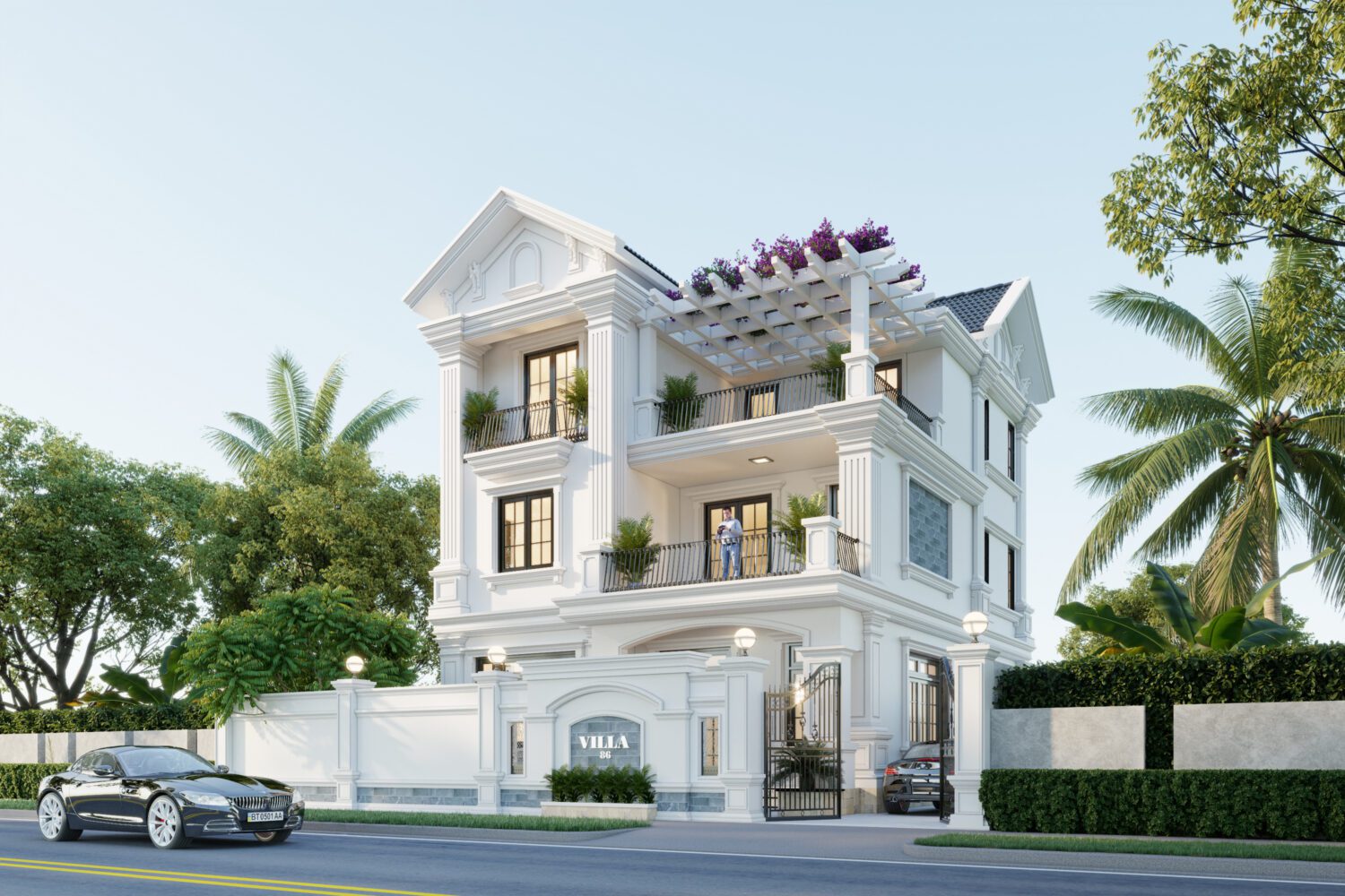 7454. Free Sketchup Villa Exterior Model Download-1