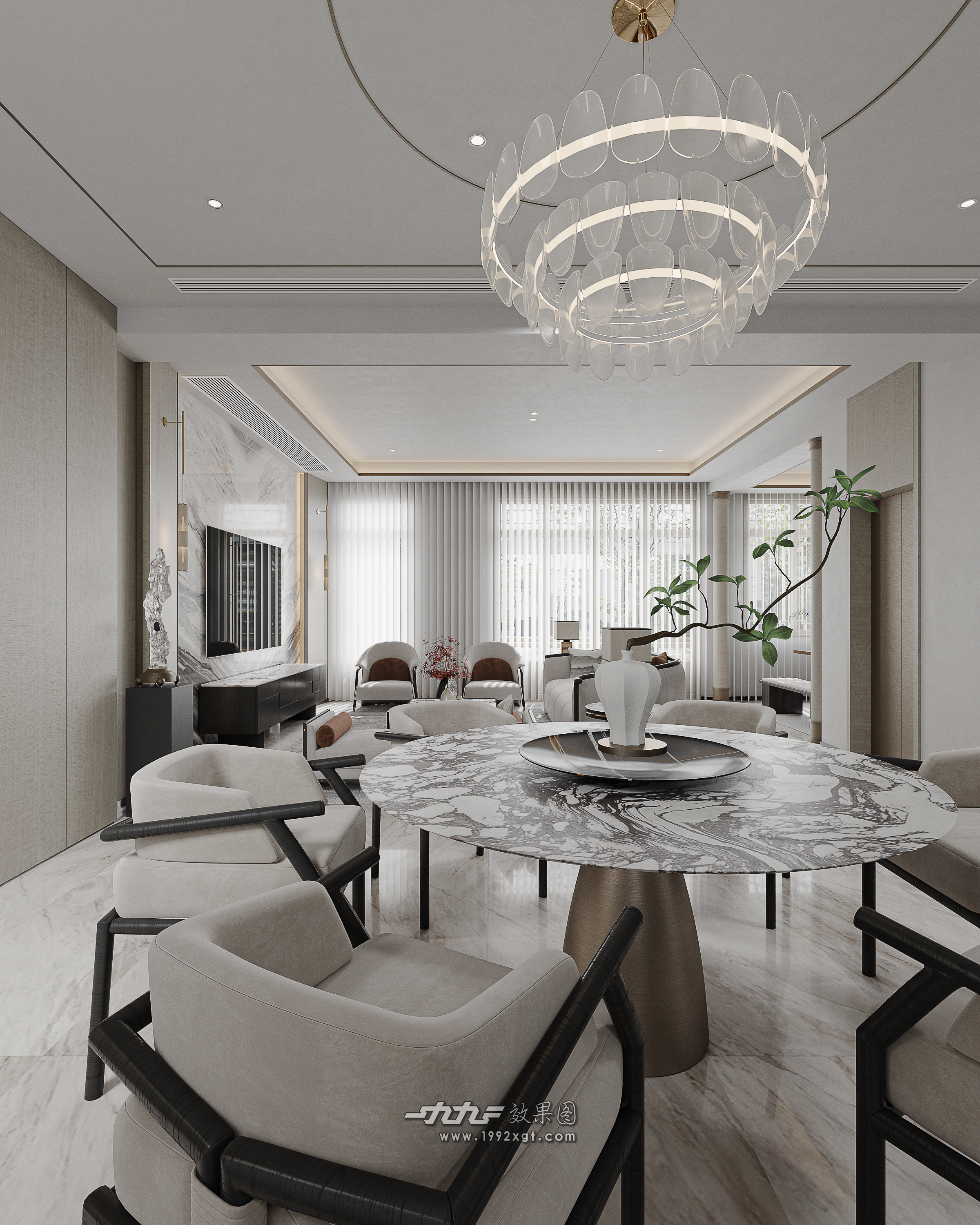 新中式客餐厅别墅-2