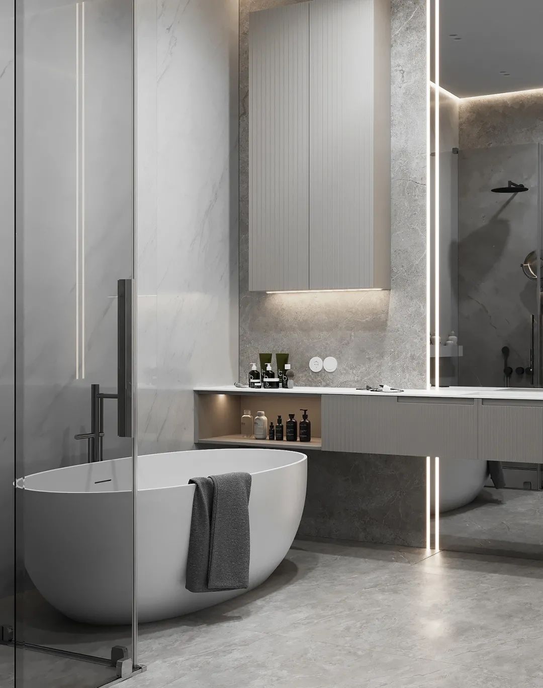 极简高级灰 · 一家三口蓝色豪宅设计丨俄罗斯丨俄罗斯设计师 Alina Larionova-47