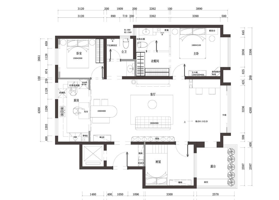180㎡现代法式风【余韵默然】-40