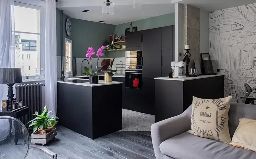 巴黎百年建筑中的温暖现代公寓-2