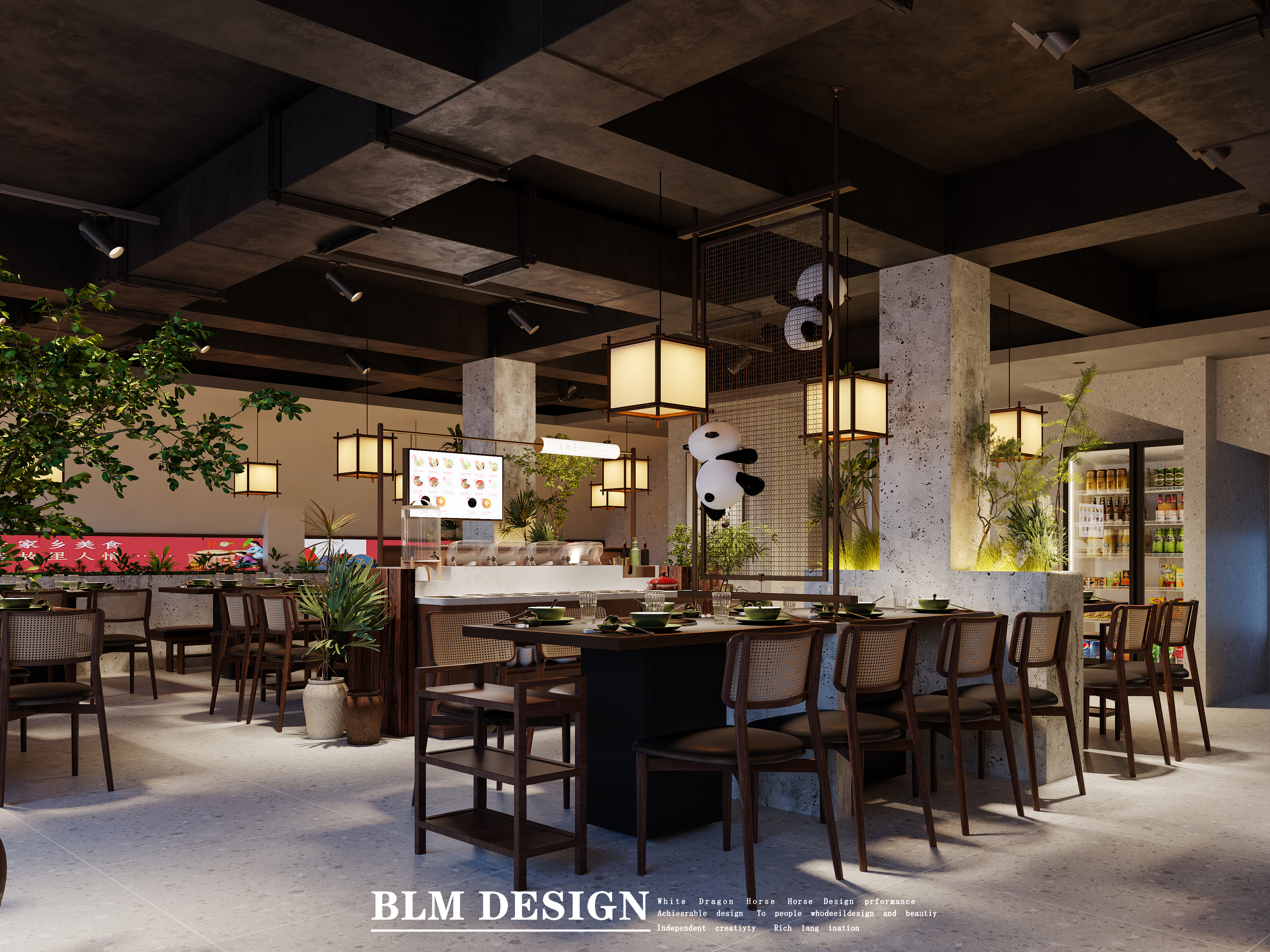 火锅店工装案例效果图-7