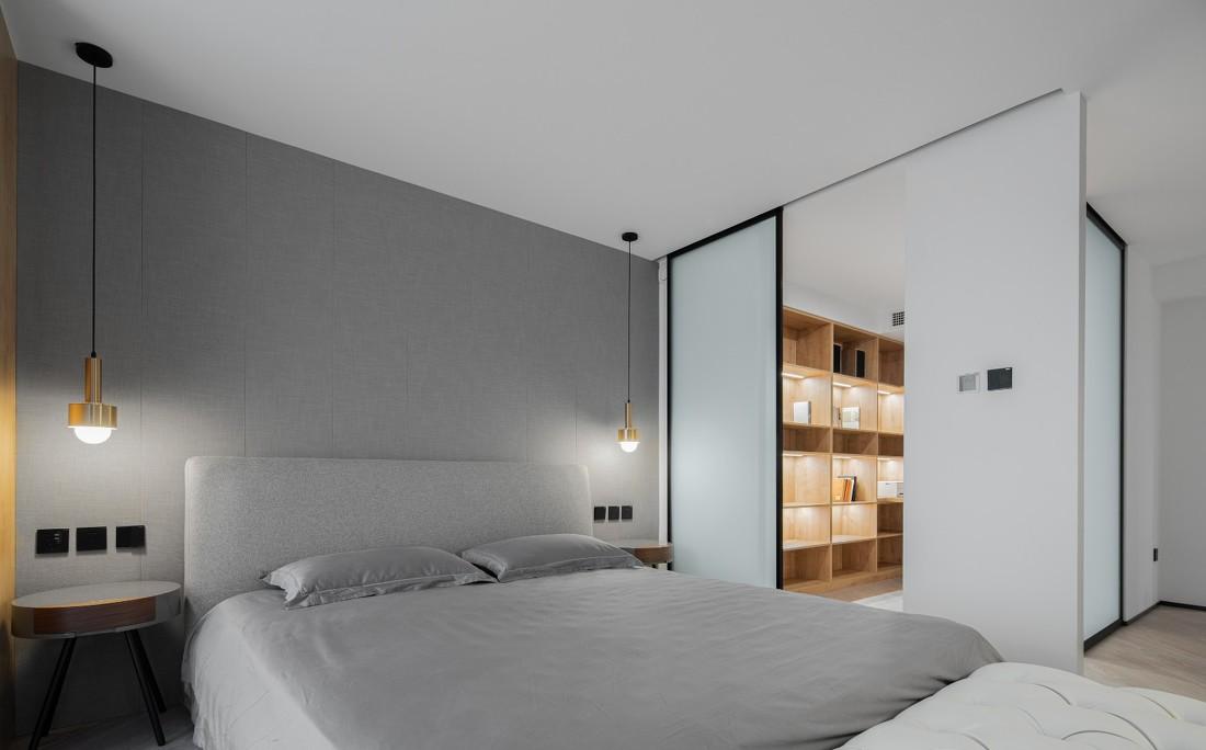 简约黑白灰,138㎡单身男士的现代家居设计-14