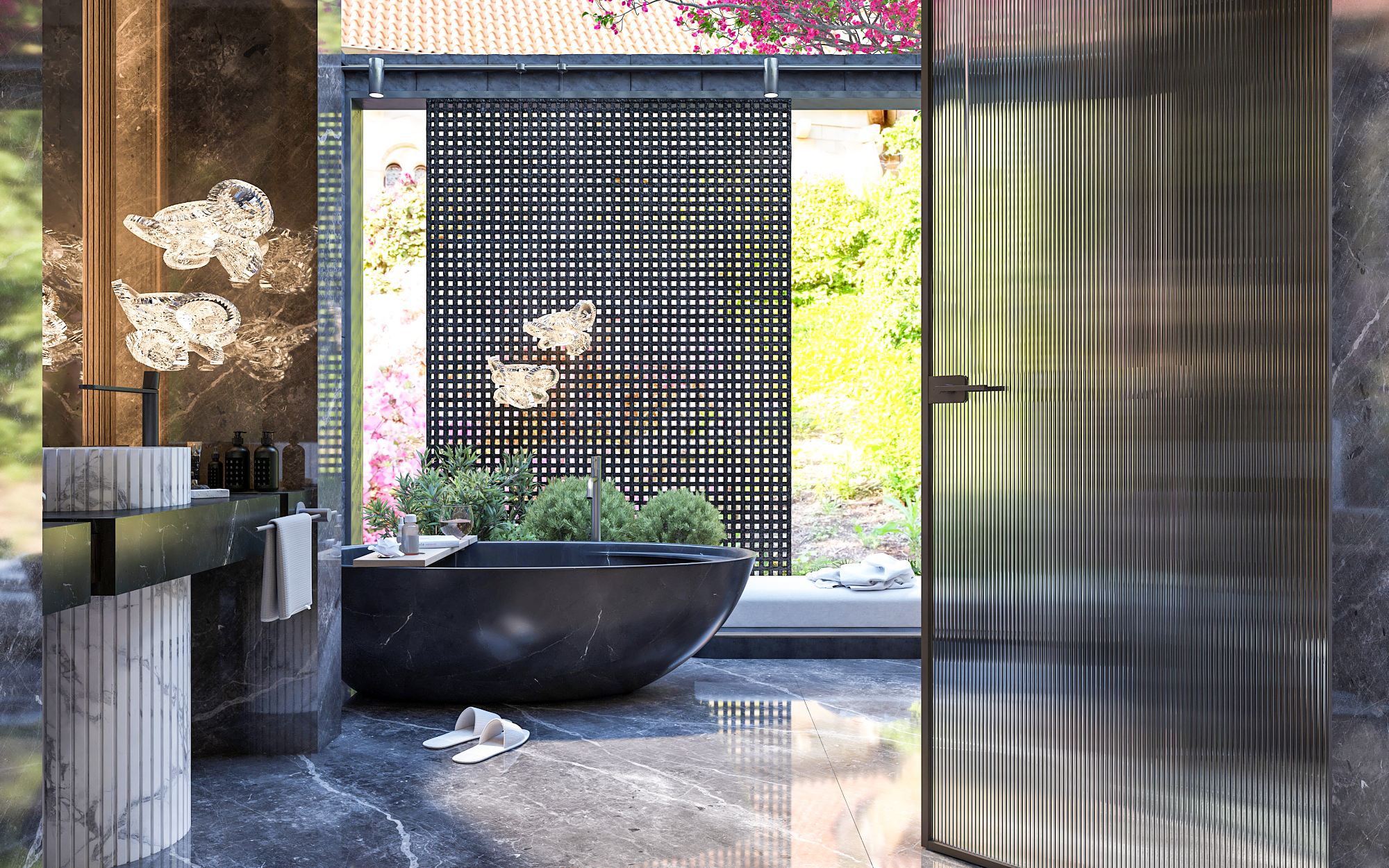 开罗主卧及开放式浴室与全景浴缸设计丨埃及开罗-3