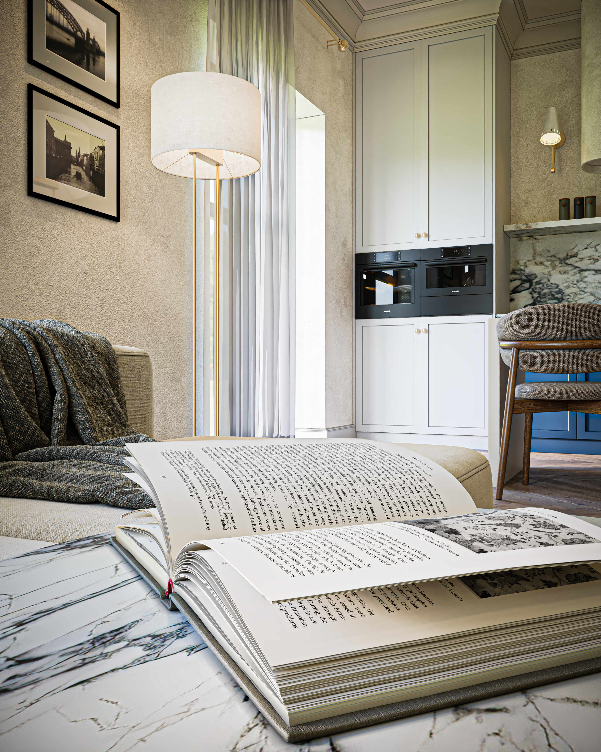 classic living room and kitchen-6