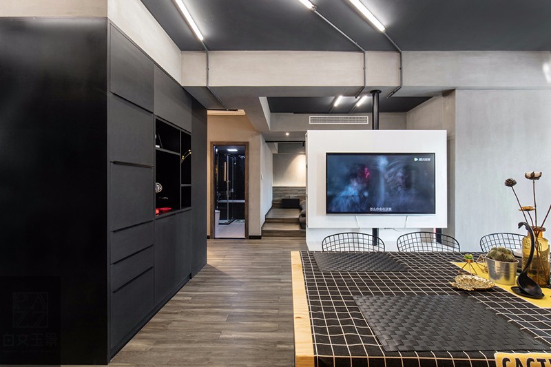 白文玉景设计团队打造 89㎡炫酷黑色工业风住宅-11