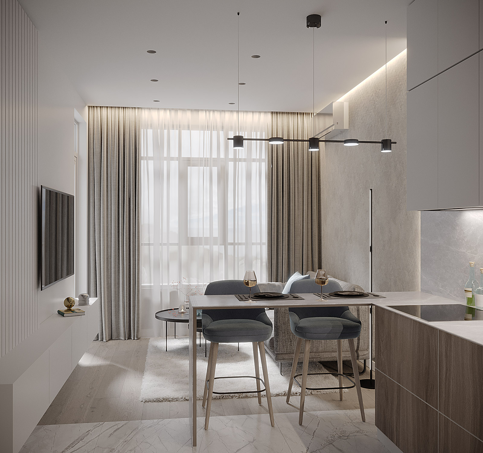 Дизайн квартири 46 м2 (світлий варіант)-7