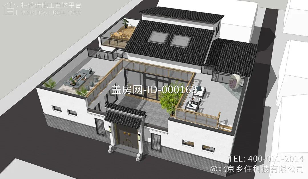 【设计师案例】土建参考造价40万，面宽15.8m×进深16m北京通州二层新中式别墅-35
