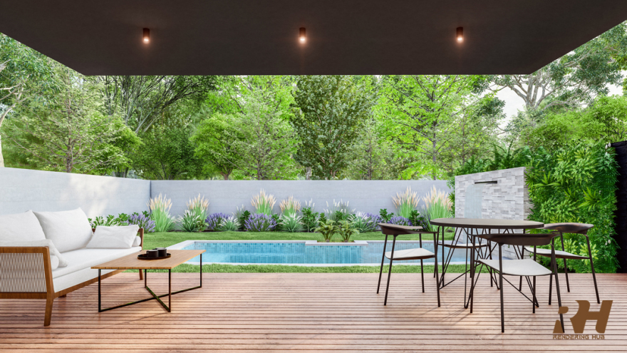 Residential Pool House Design & 3D Rendering-11