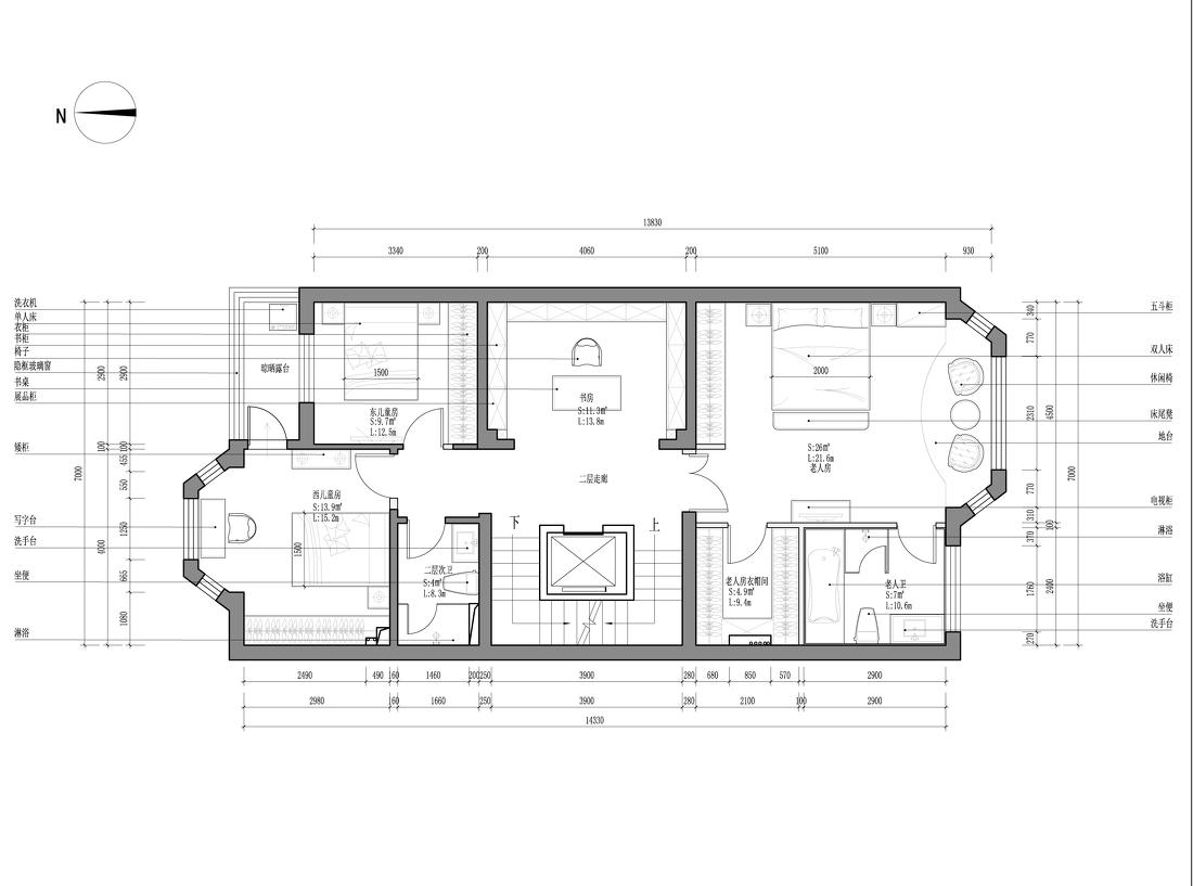 
欧式法式新中式别墅设计作品王文泉108 -12