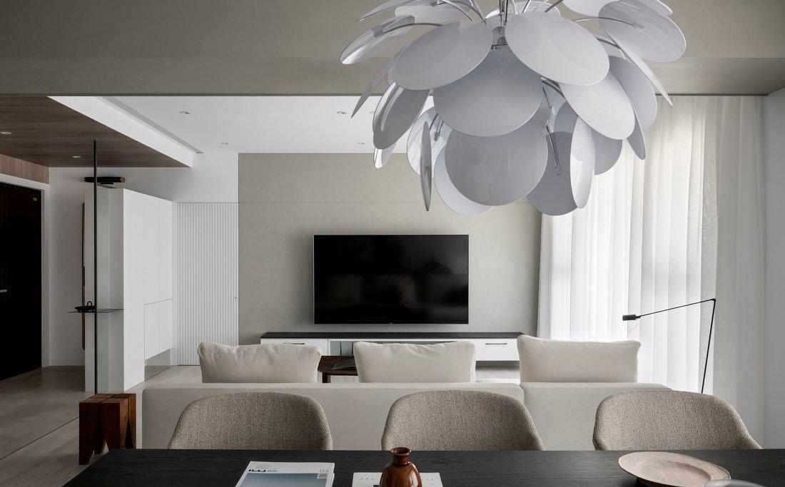 奶油系无主灯家居空间设计丨中国海淀丨周维平-8