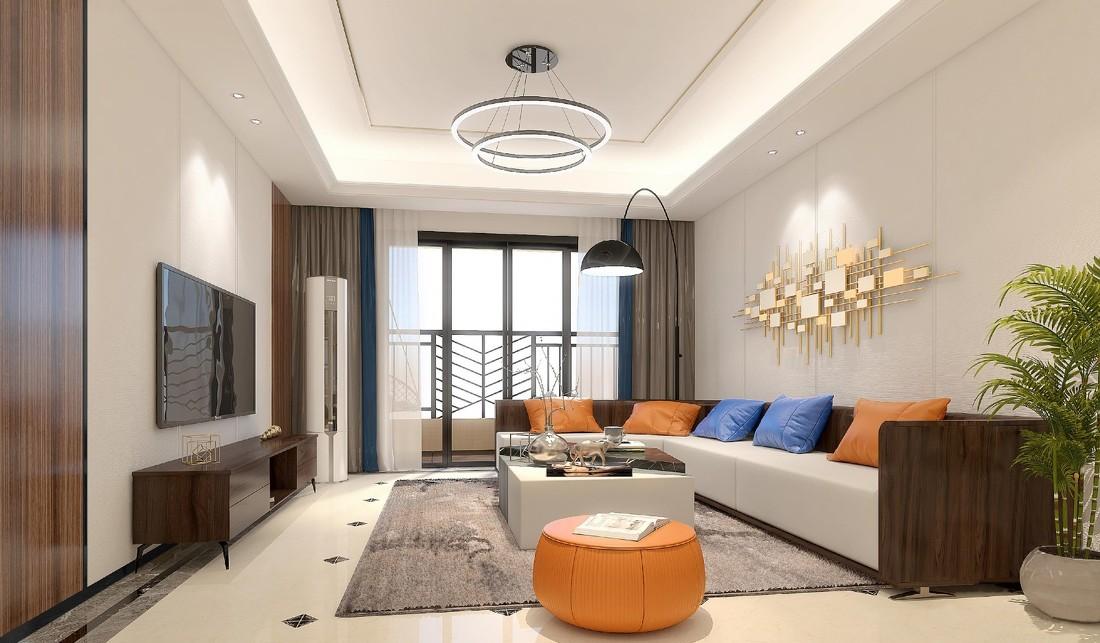 轻奢现代家居,金属橙蓝的艺术空间-0