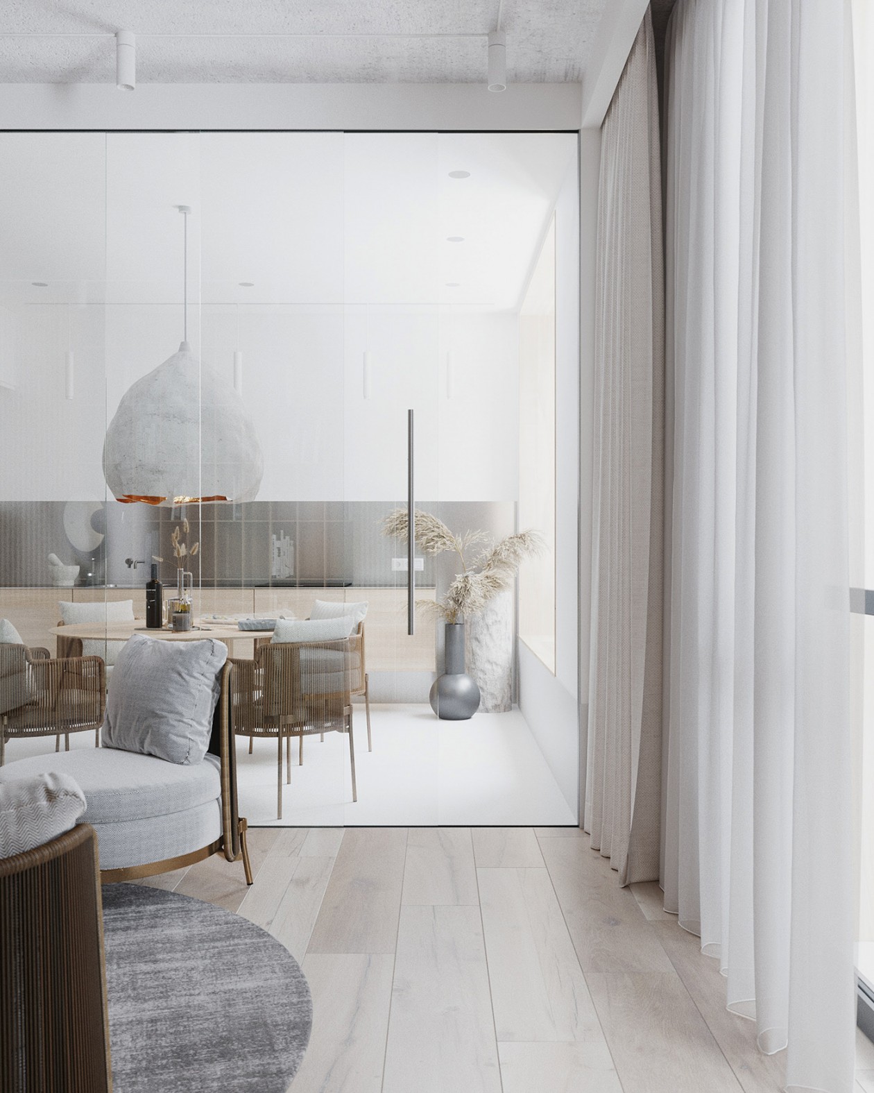 白色系的公寓，自然的点缀 舒服自然-5