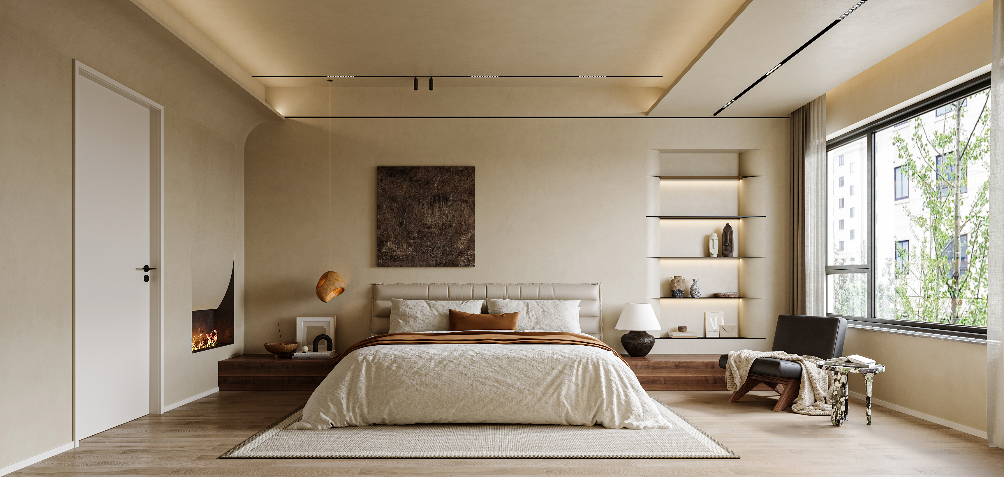 奶油侘寂风-效果图-合肥锦轩设计-11