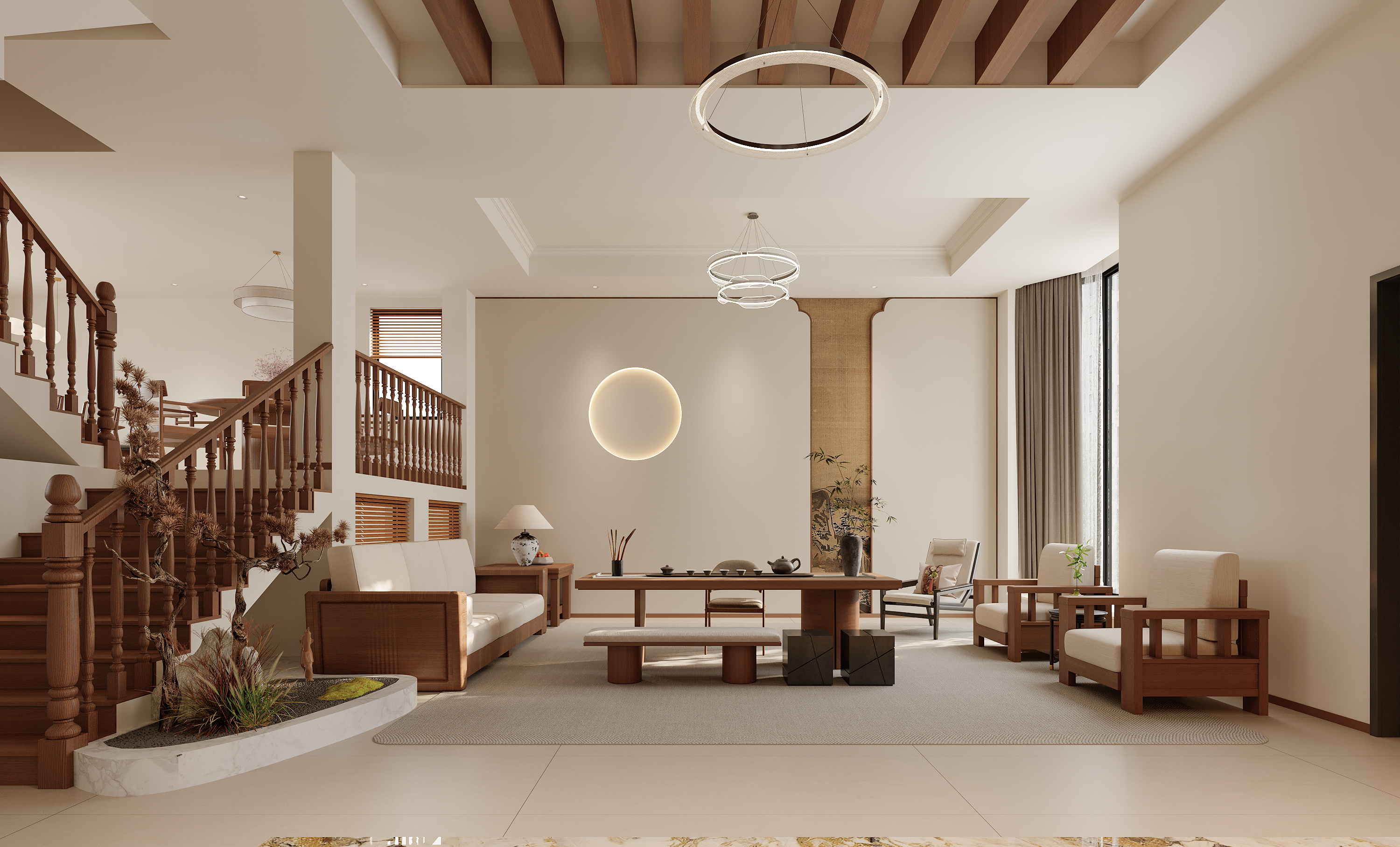 别墅诧寂风轻奢客餐厅效果图表现-1