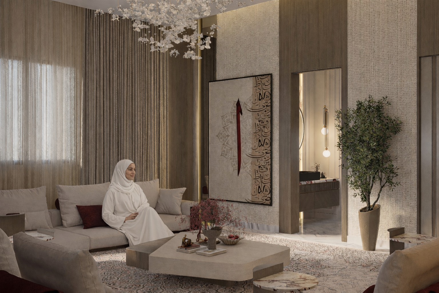 现代阿拉伯女性用餐空间设计丨沙特阿拉伯吉赞丨Farah Amr-5