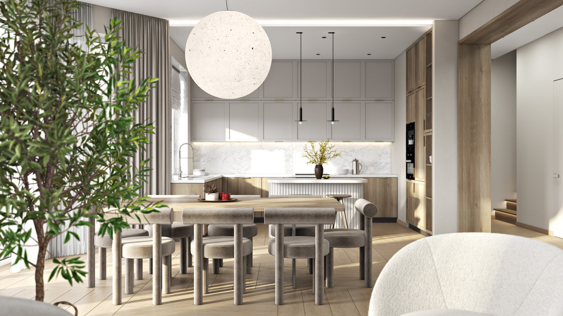 原木与浅灰色室内设计-6