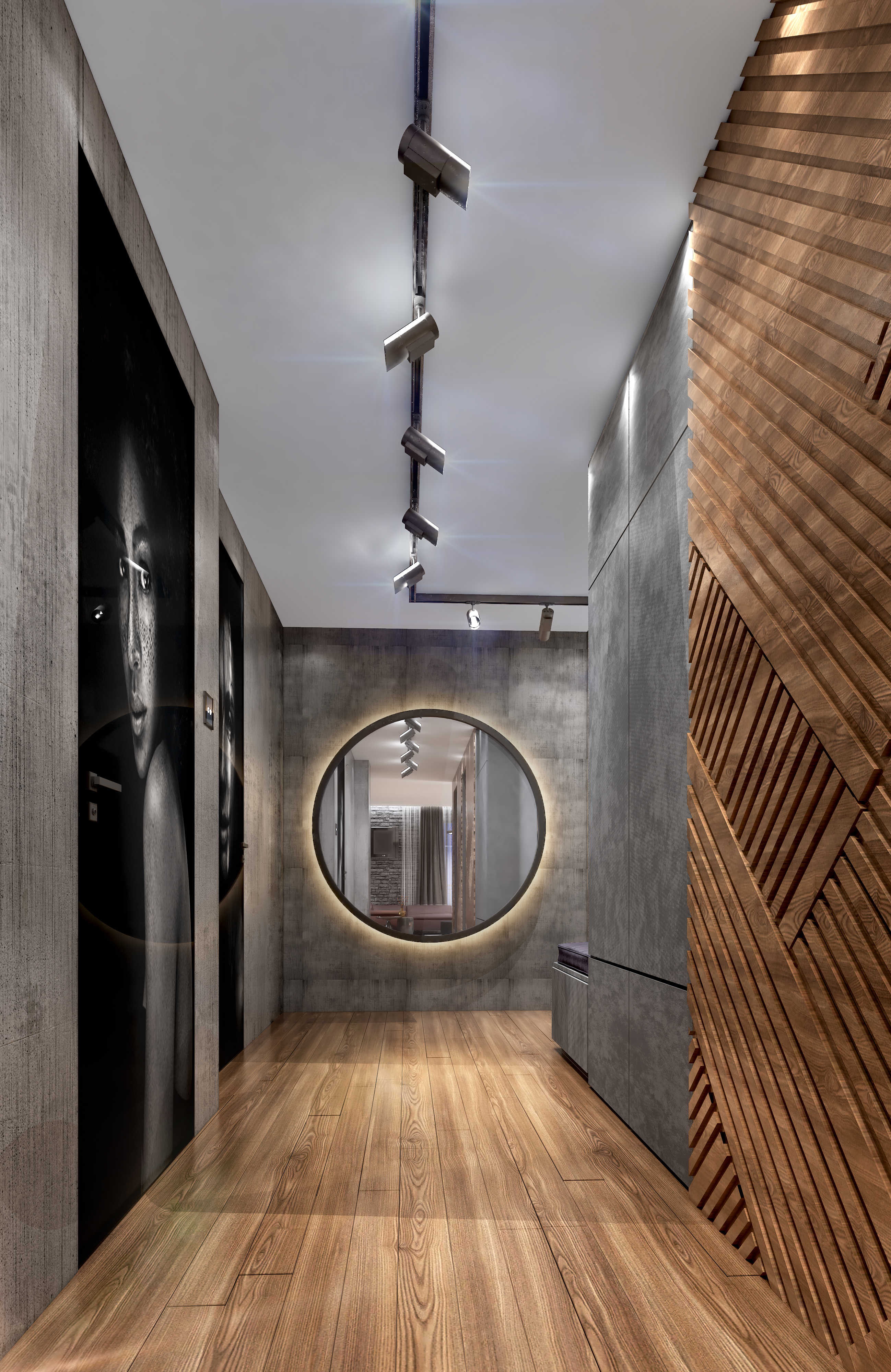 Modern light dark hall-0