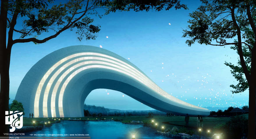 HS 3D 印度打造惊艳夜景商业建筑-6