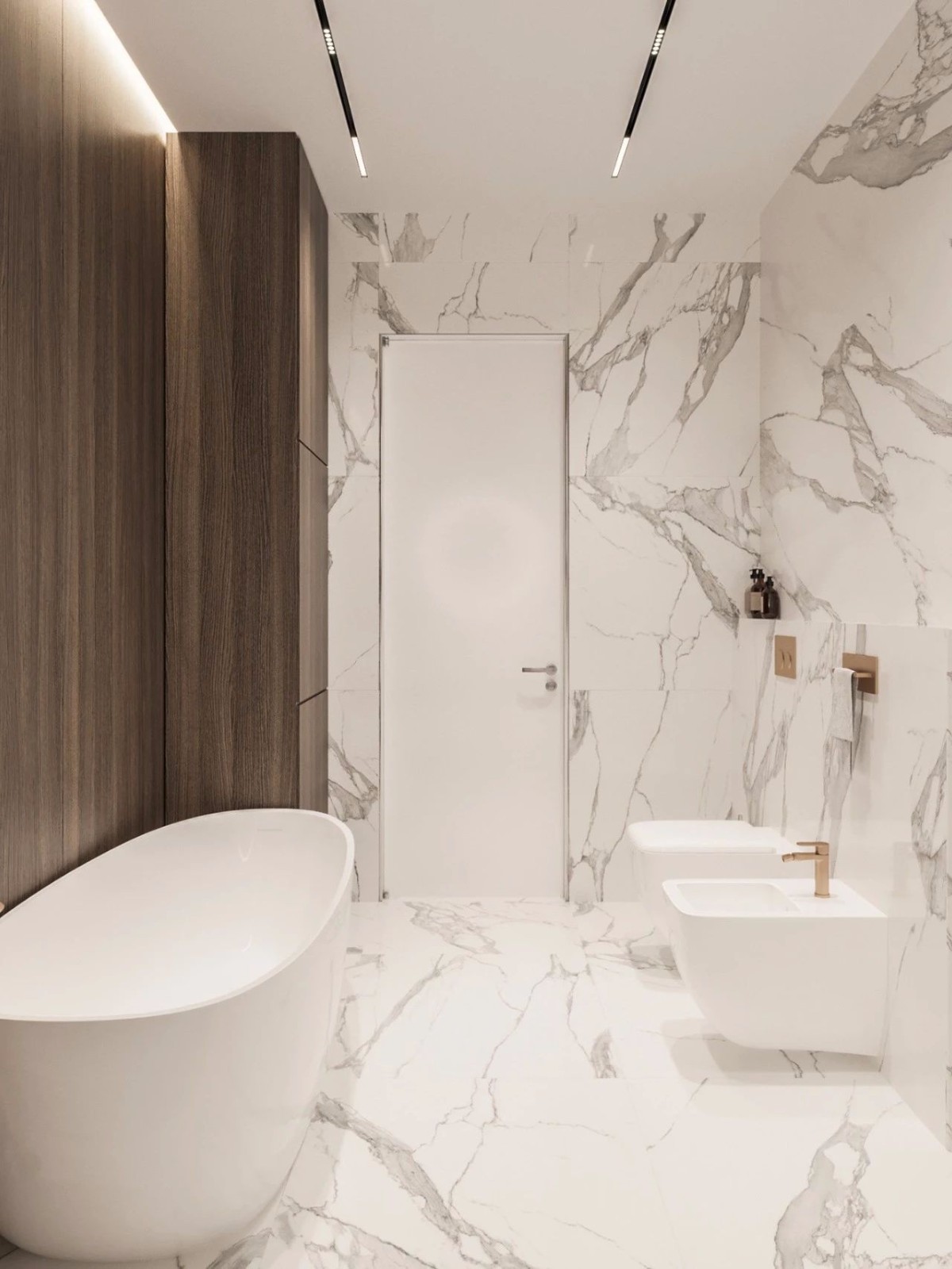 莫斯科 120㎡现代简约公寓，木材与大理石的优雅融合-24