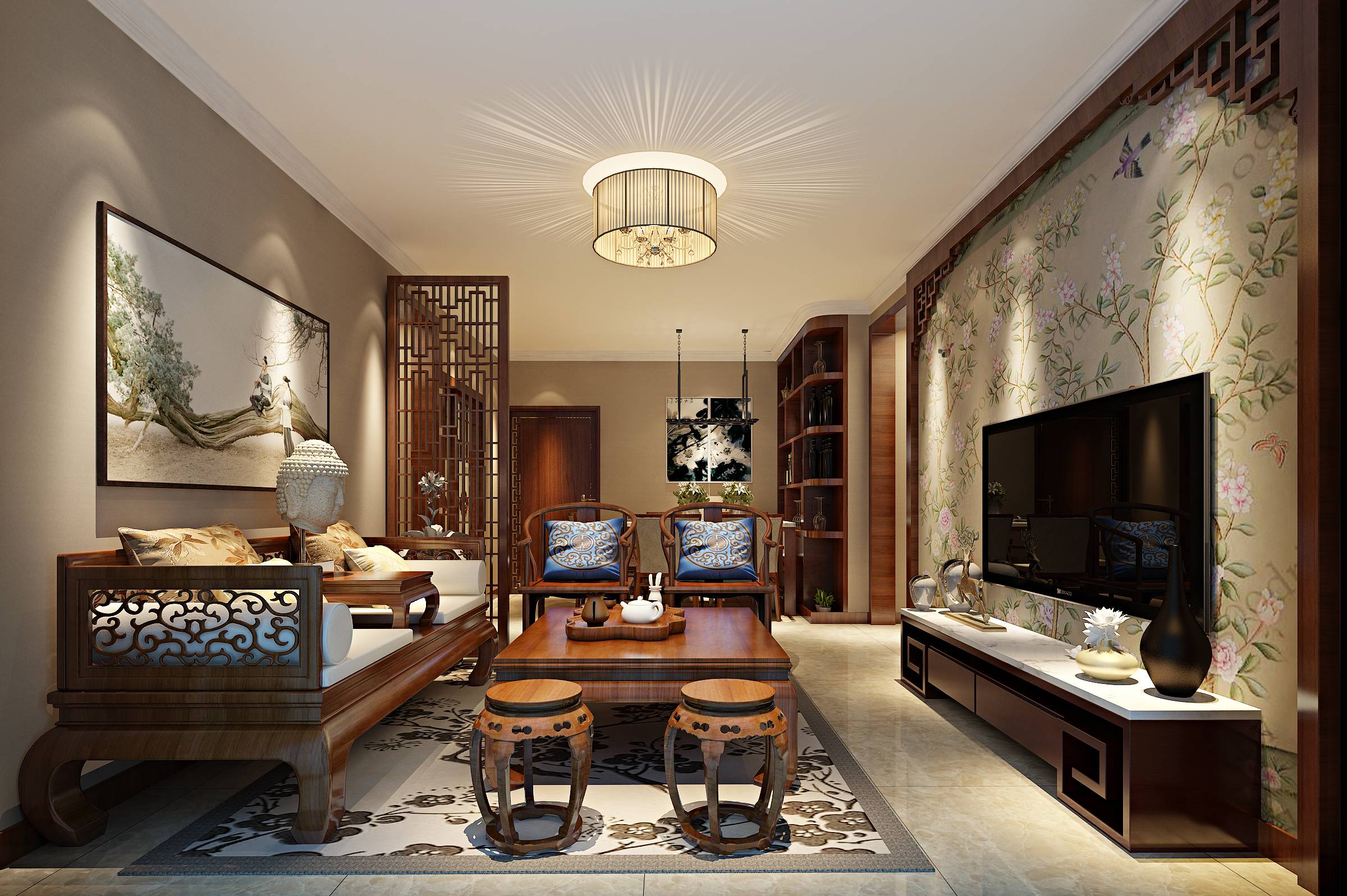 新中式 中式古典 奢华家装别墅样板房-18-26