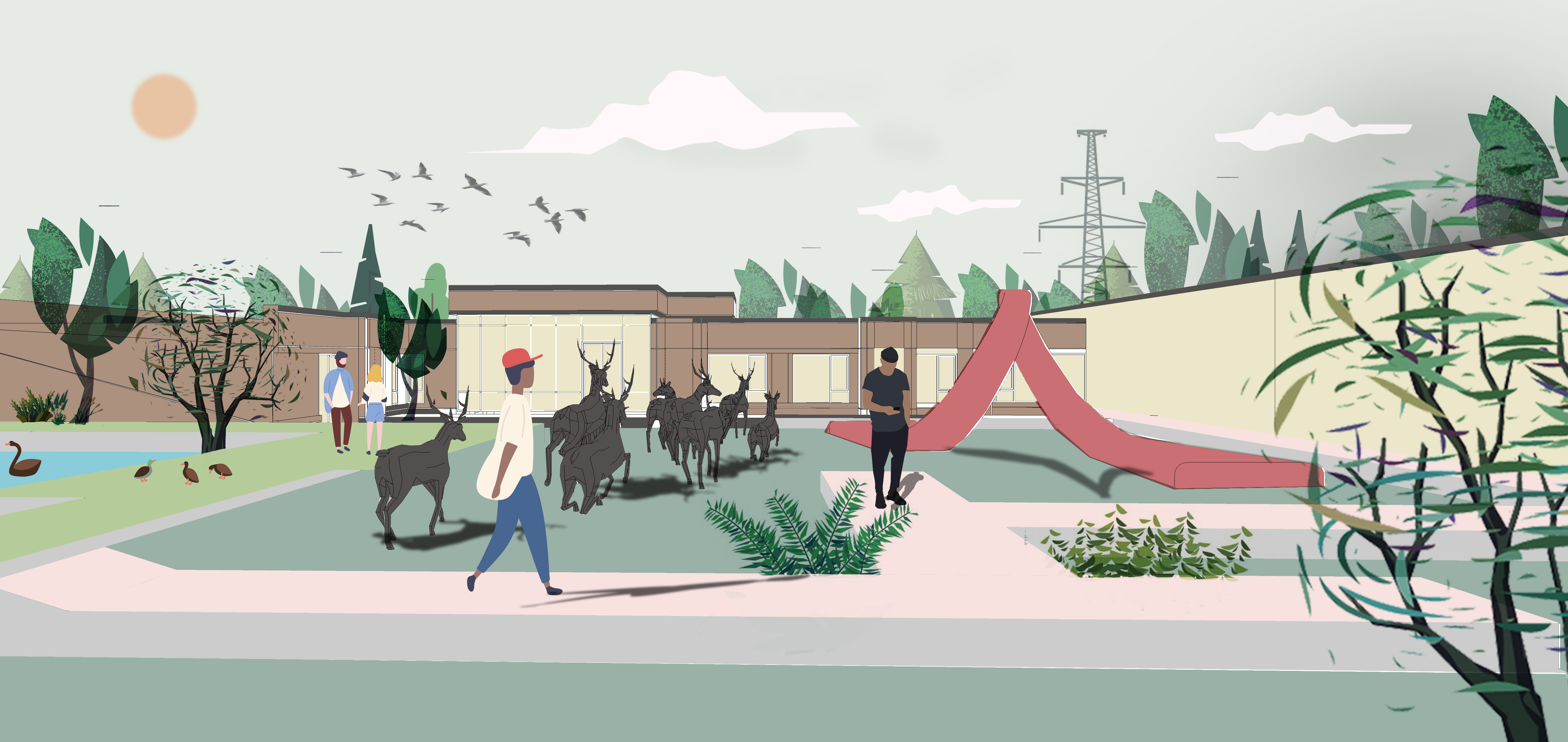 景观设计插画风格作品集 2-28