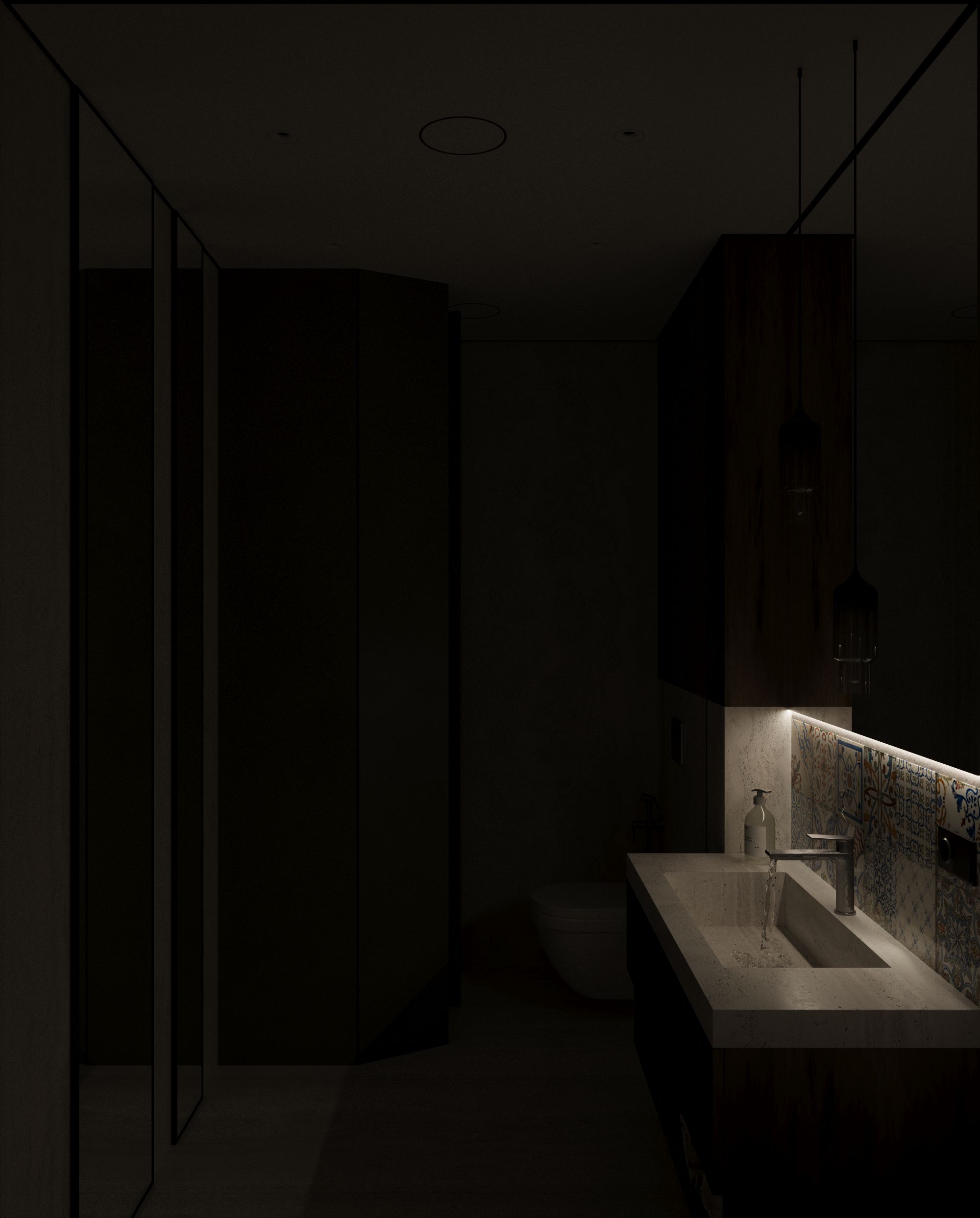 Travertine and Wood: Natural Stone Bathroom卫生间-3