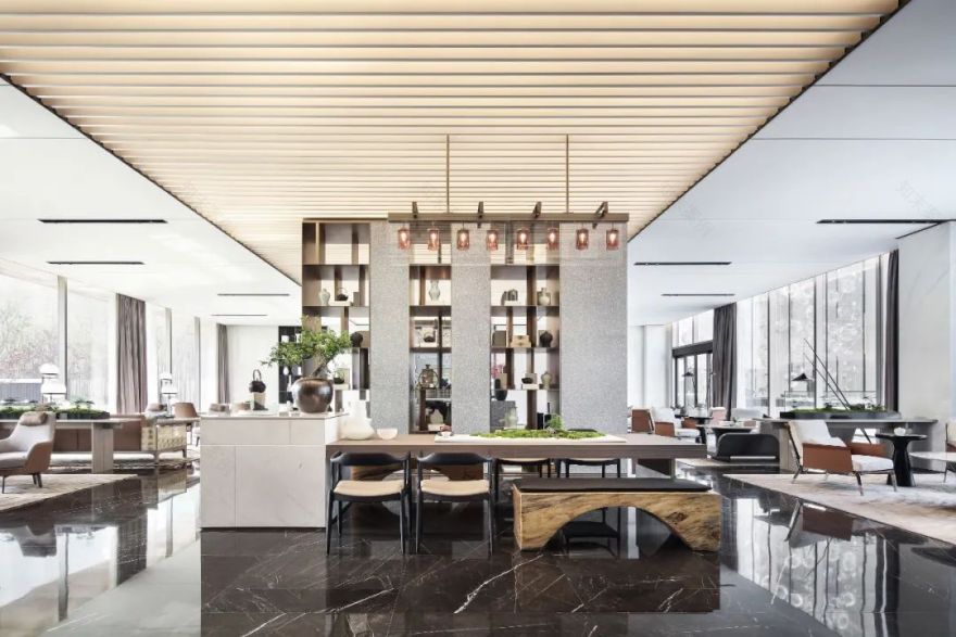 青岛悦海府售楼处 | 海洋主题的现代东方空间设计-34