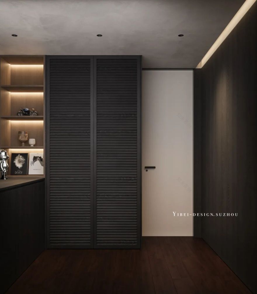 当暗黑空间拥抱粉色大理石丨家装设计丨YIBEI DESIGN SUZHOU-15