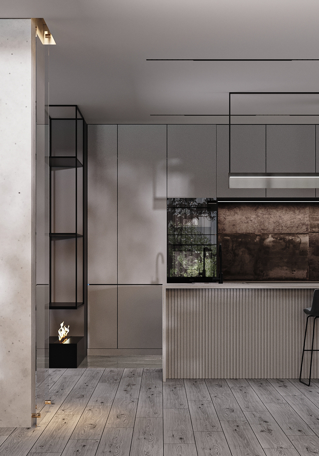 简约灰调子大空间设计-9