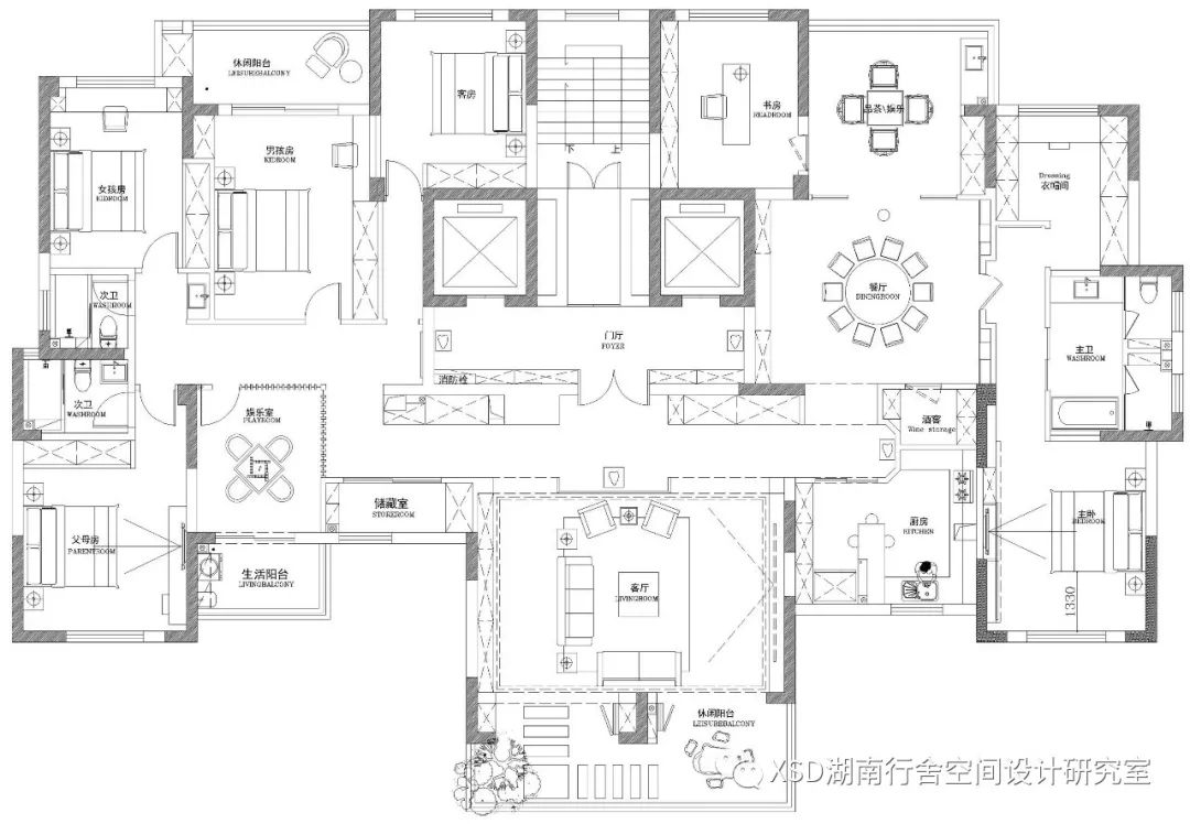 湖南邵阳孔雀湾顶层大平层 新中式风格空间设计-11