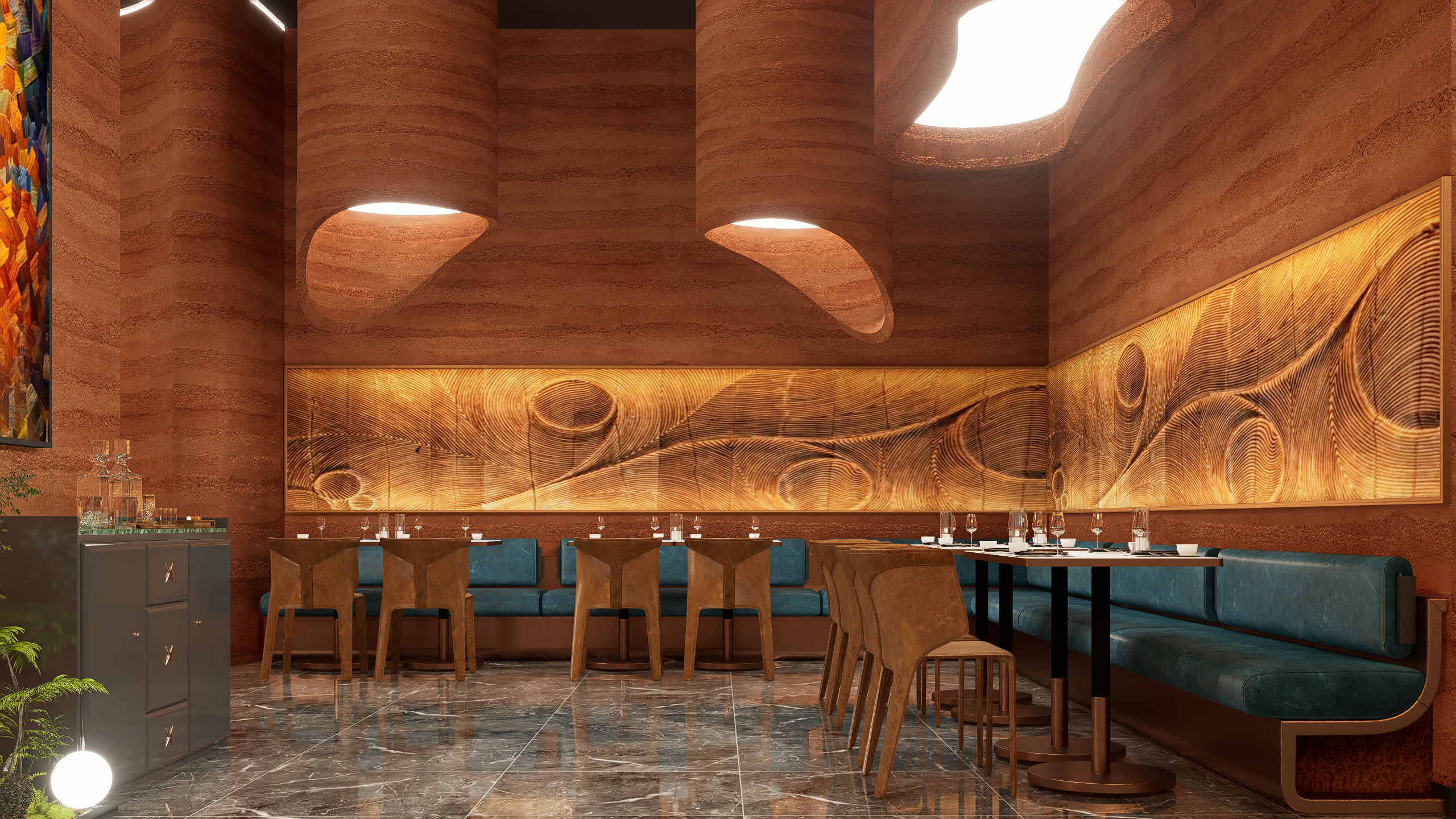 岩彩艺术餐厅餐饮空间设计-12