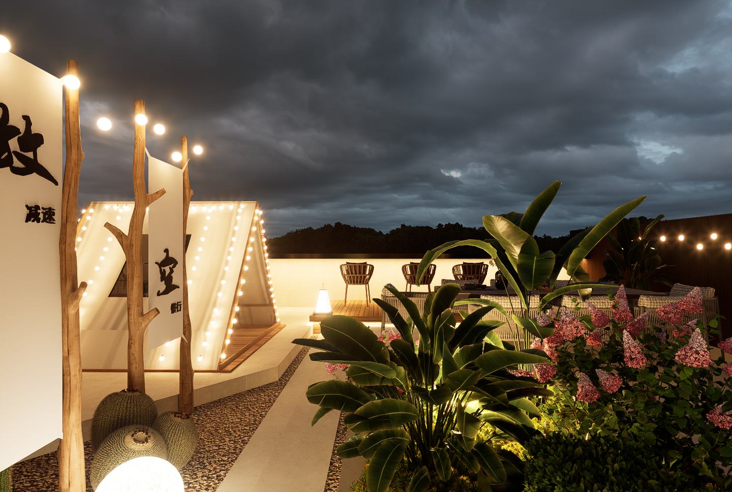 重庆70平方屋顶露营风庭院效果图设计丨中国重庆-7