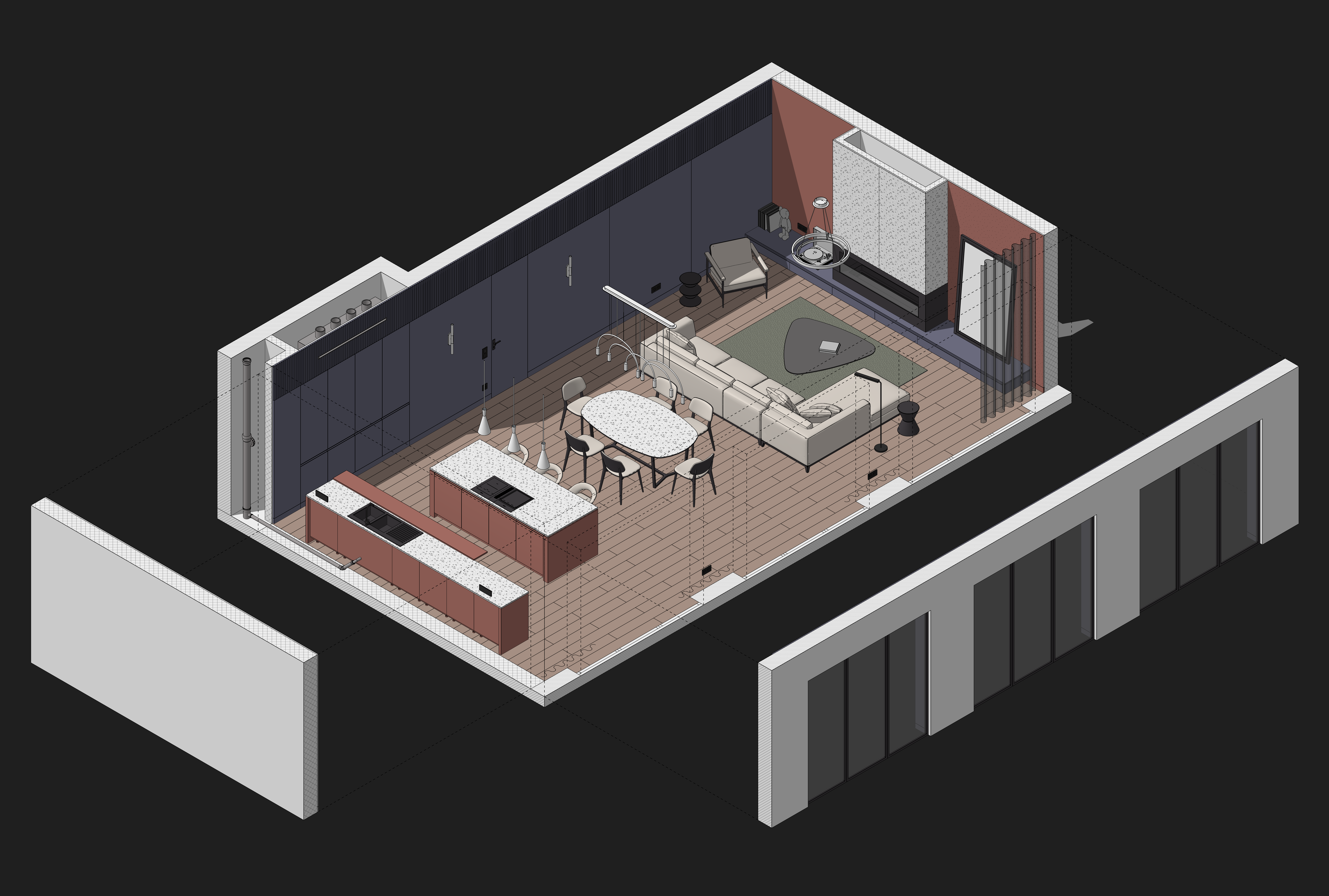 厨房客厅设计概念丨俄罗斯圣彼得堡-2