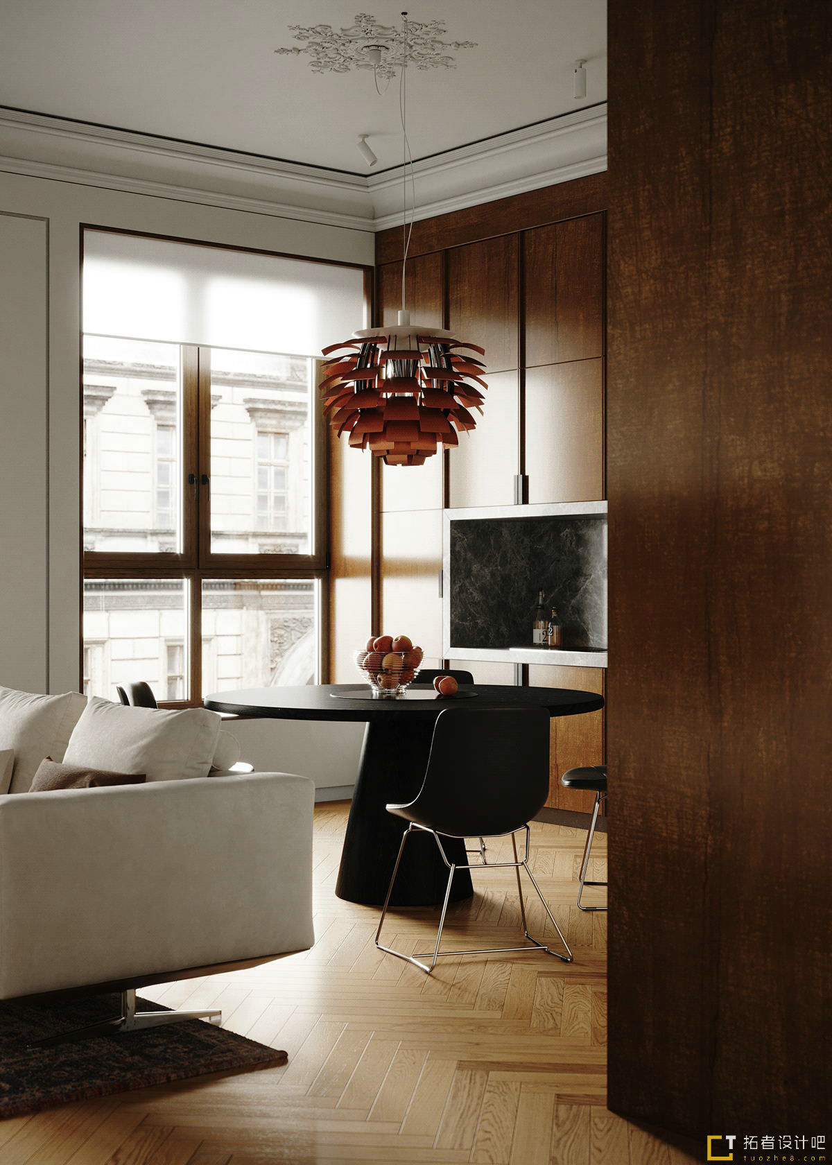 胡桃木+灰橙  意式质感空间设计！-12