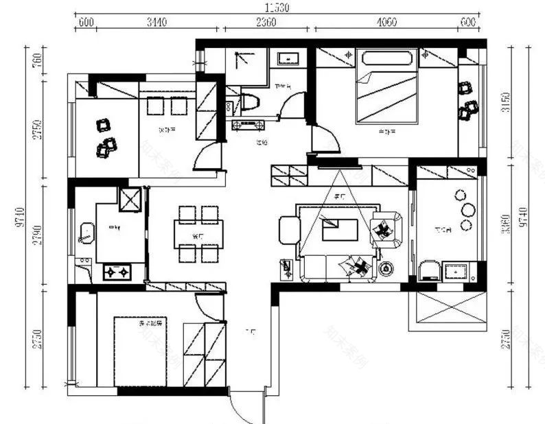 103㎡简约美式三室两厅,实用收纳打造舒适家居-5