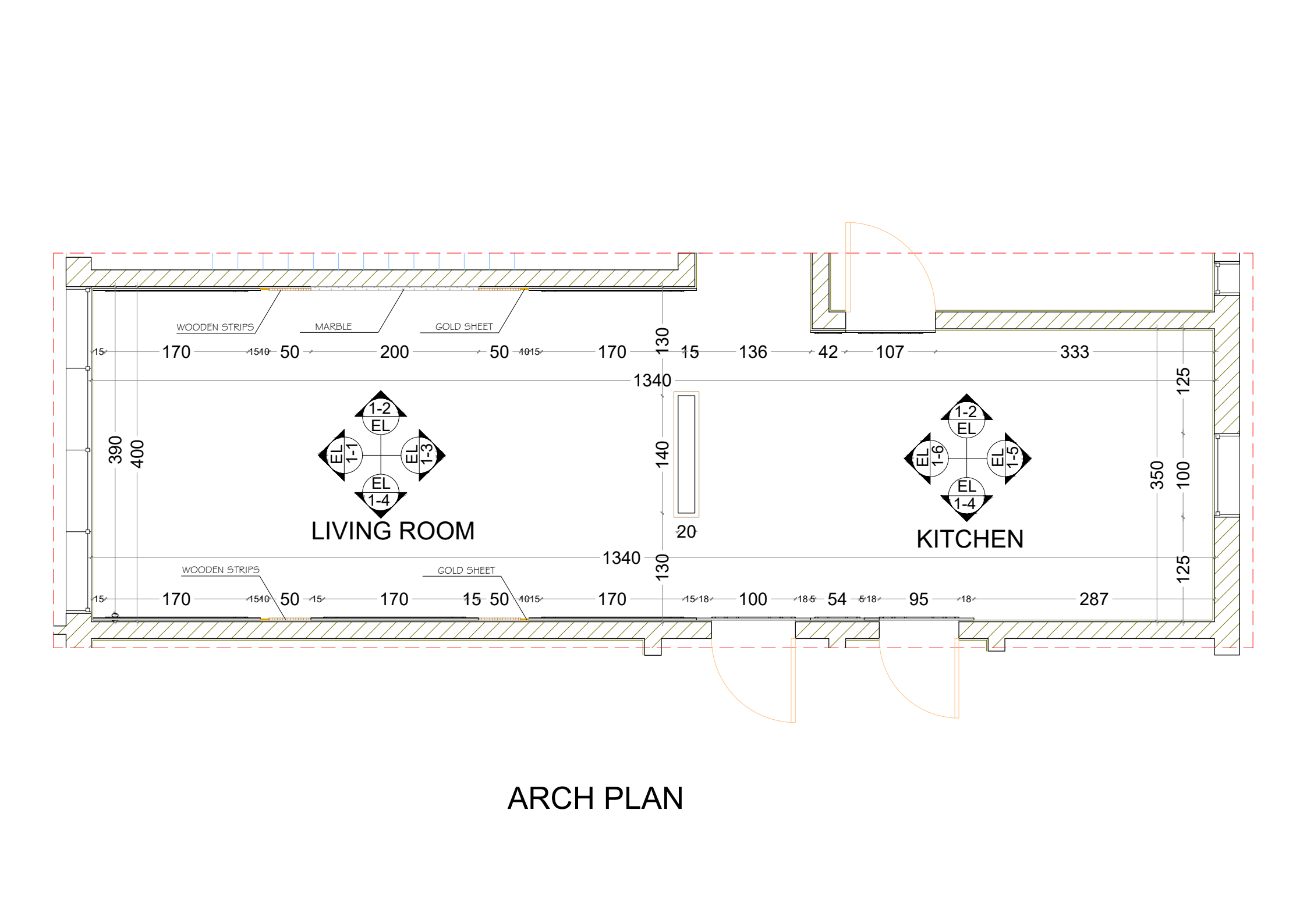 VILLA LIVING AREA WITH KITCHEN - SHOP DRAWING-0