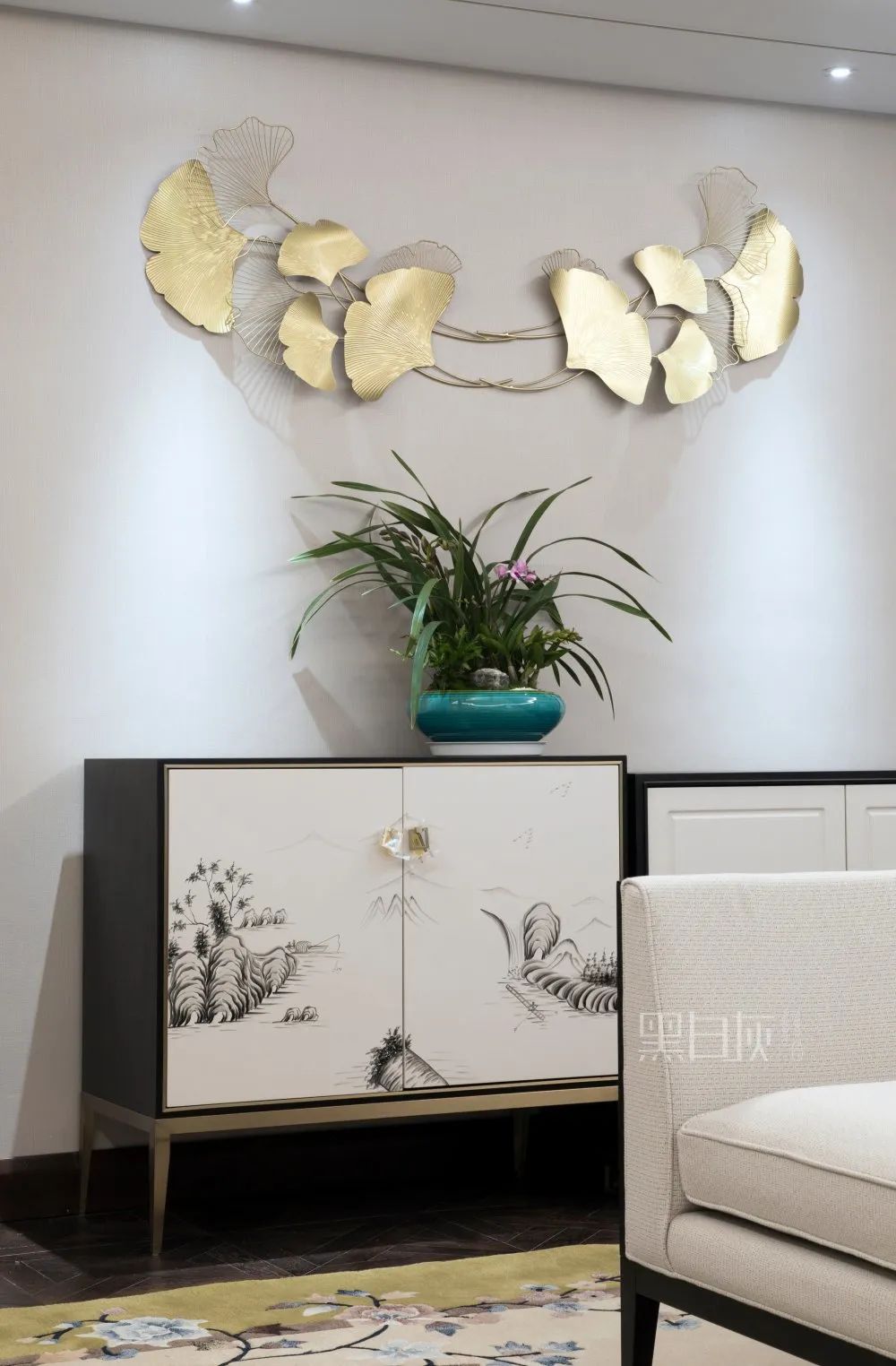 万霖花园轻奢新中式，金色黄铜与白色木元素打造包容空间-88