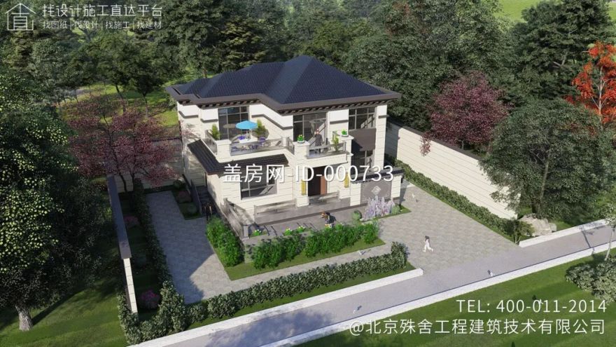 【设计师案例】土建参考造价45万,面宽13.7m×进深10m河南平顶山二层新中式别墅-35