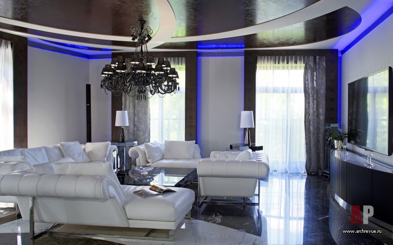 有瀑布和LED照明的豪华公寓室内设计丨Макушев Сергей,Серебряная Мария-17