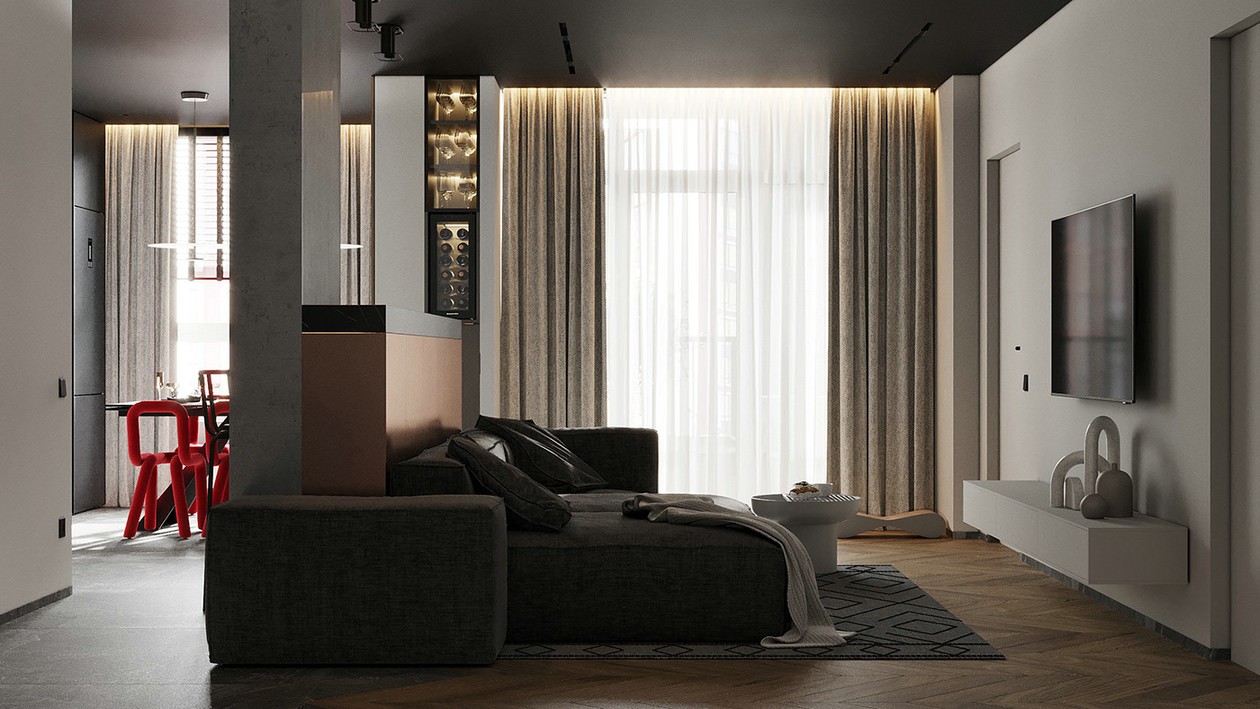 90㎡深色系公寓设计-10