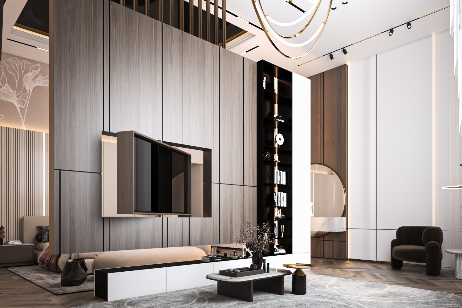 Divider Bedroom with tv panel-0