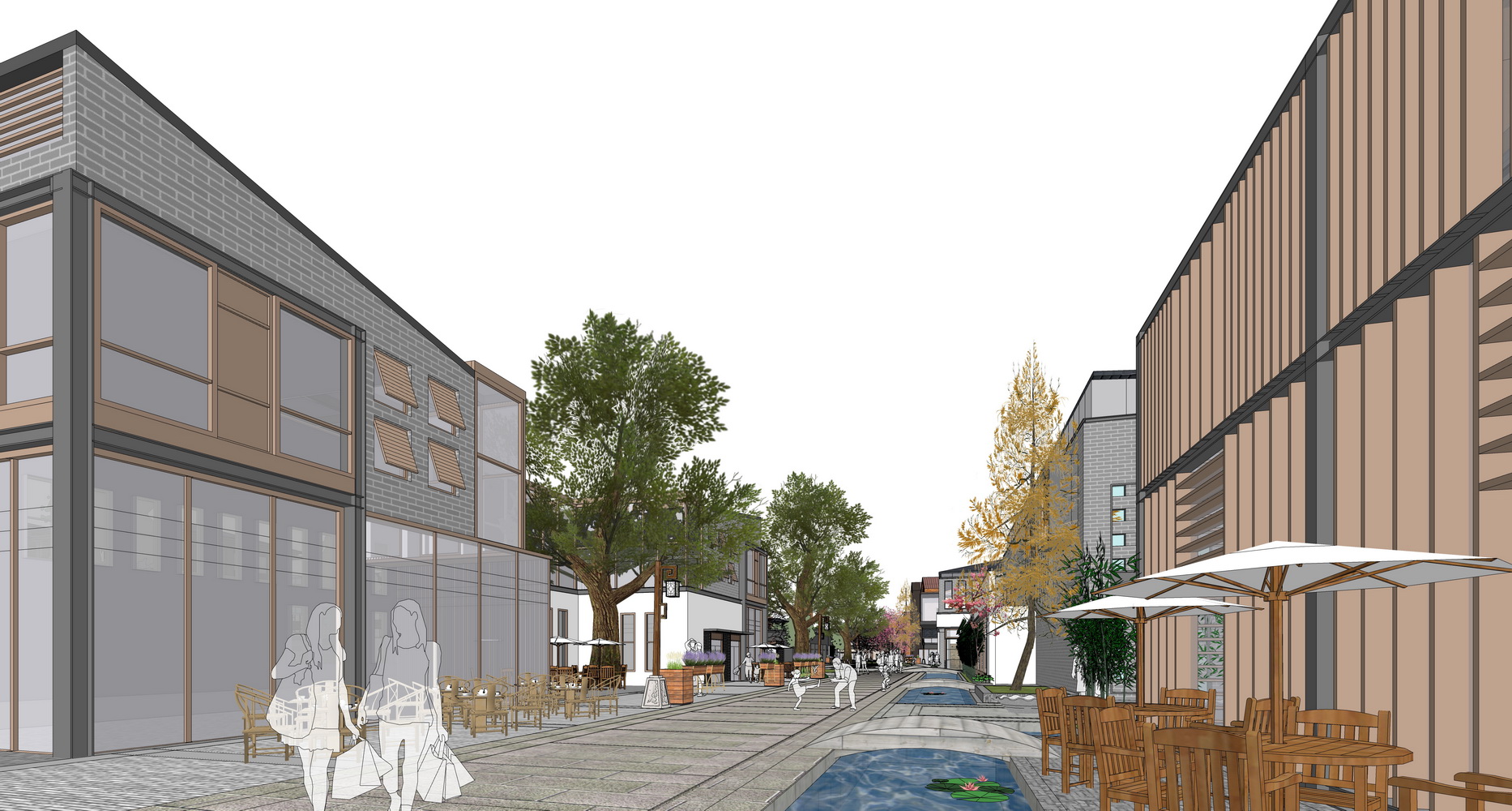 沙家浜唐市古镇核心区石板街SU模型-0