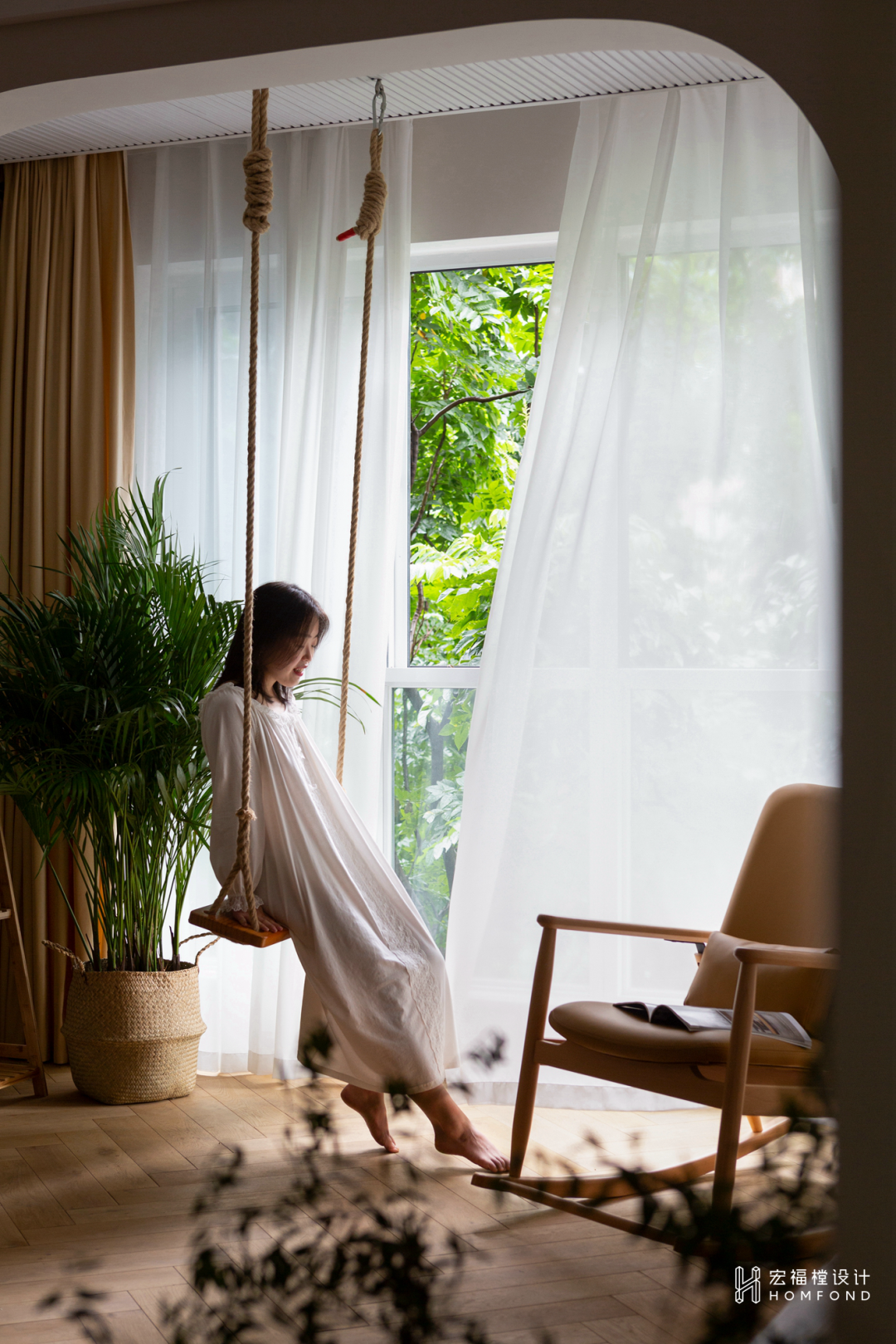 原木+奶茶色，随性自由的治愈空间 | 宏福樘设计-14