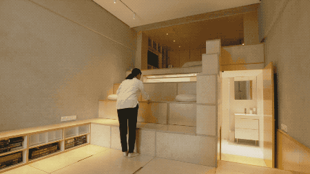 杭州夫妻买下40㎡破房，挖空地板造房中房，下班后在里面释放压力-77